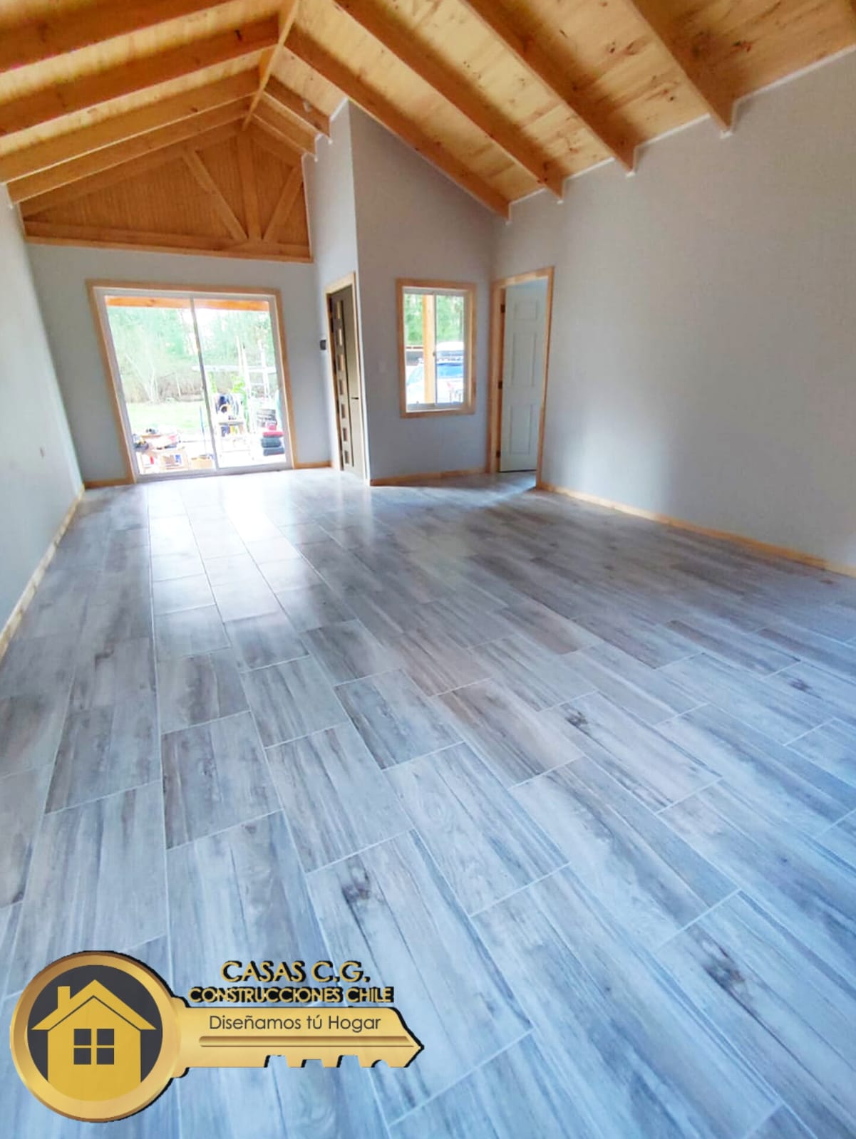 CASA VIGAS A LA VISTA, CASA EN VENTA REGION DE ÑUBLE, CONSTRUCCION, DISEÑO Y PLANOS