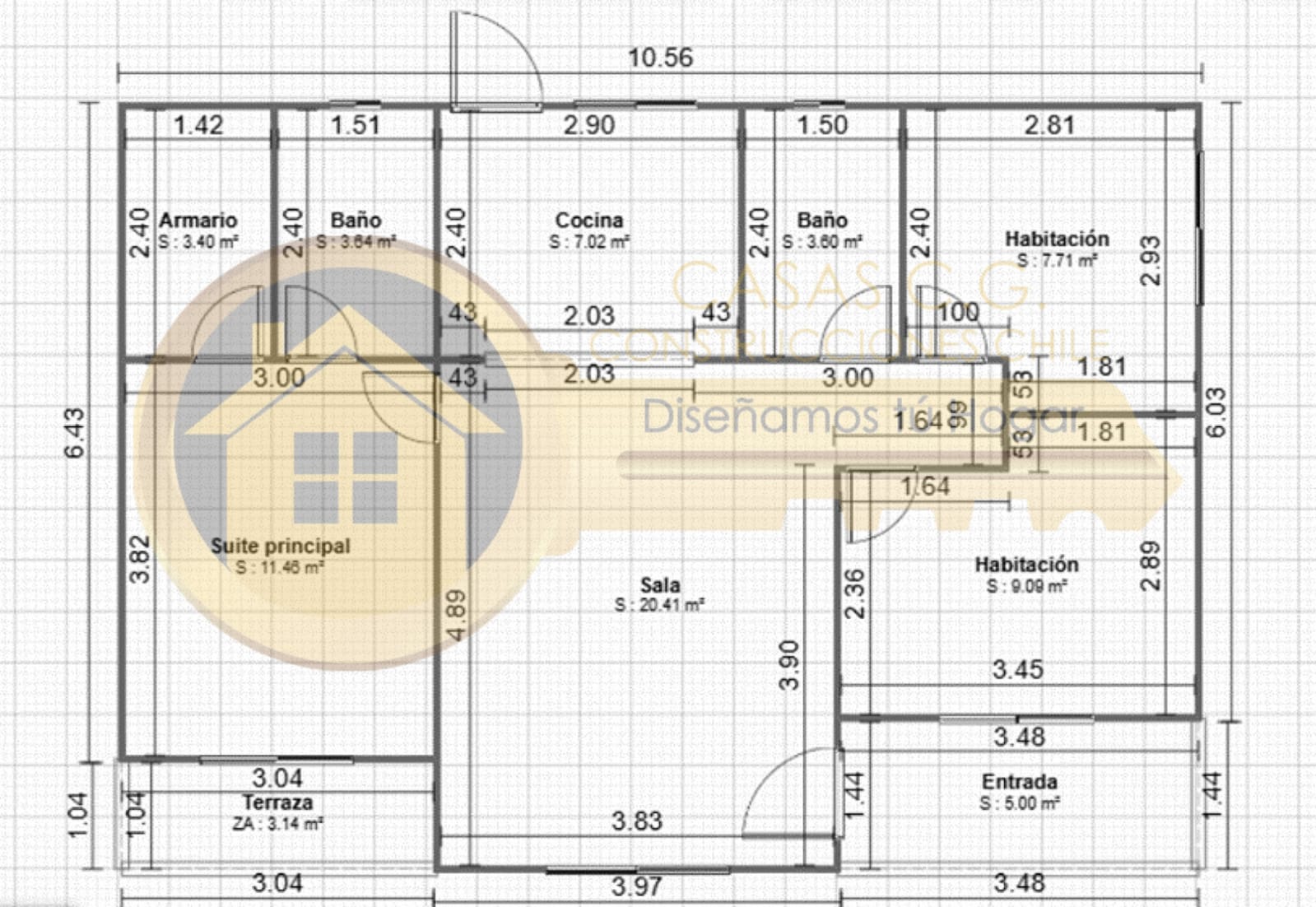 PLANO CASA 3 DORMITORIOS